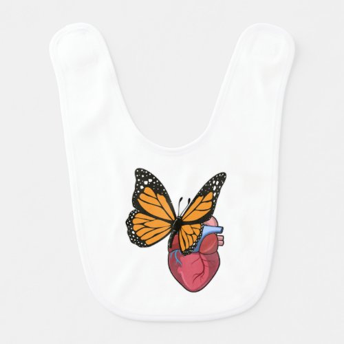Butterfly with Heart Baby Bib