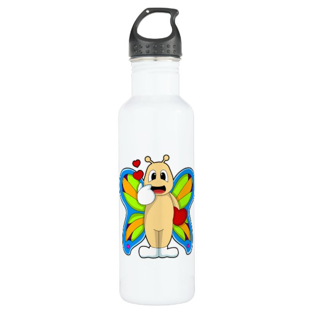 Butterfly with Heart Stainless Steel Water Bottle (Front)