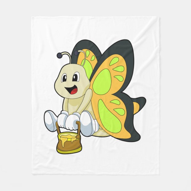 Butterfly with Honey Fleece Blanket (Front)