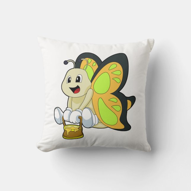 Butterfly with Honey Throw Pillow (Front)