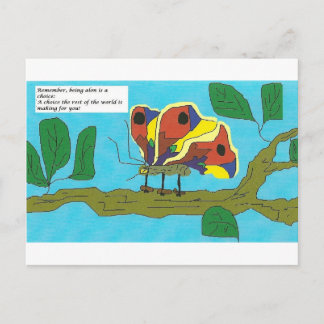 Butterfly with humerous comments on relationships. postcard