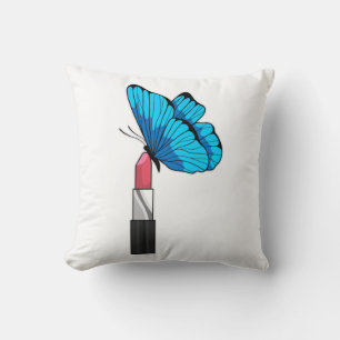 Butterfly with Lipstick Throw Pillow