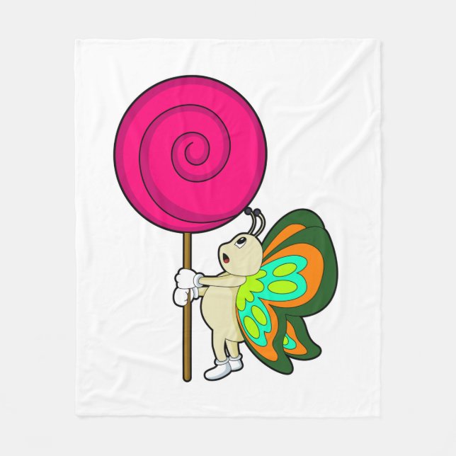 Butterfly with Lollipop Fleece Blanket (Front)