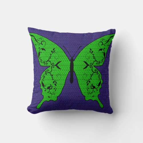 Butterfly with Look of Needlepoint Throw Pillow
