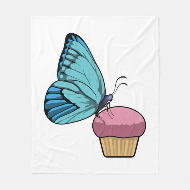 Butterfly with Muffin Fleece Blanket (Front)
