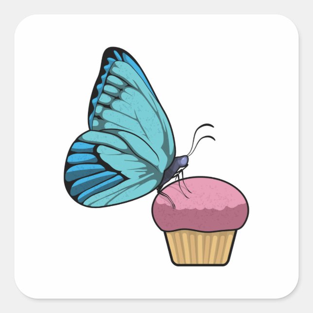 Butterfly with Muffin Square Sticker (Front)