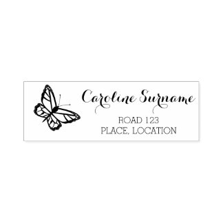 Butterfly With Name And Address Info Self-inking Stamp