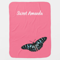 Butterfly With Name - Baby Blanket