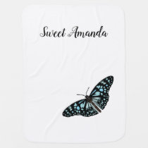 Butterfly With Name - Baby Blanket