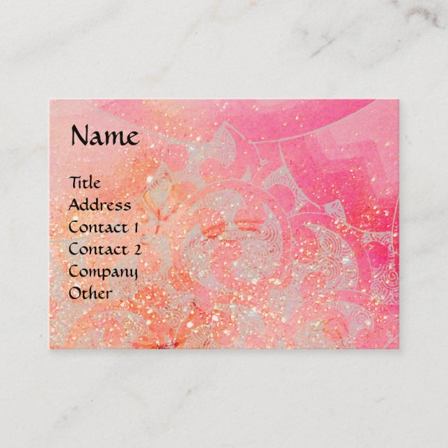 BUTTERFLY WITH PINK SPARKLING SWIRLS BUSINESS CARD (Front)