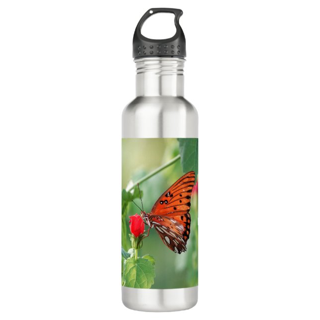Butterfly with Psalm verse 23:3 Stainless Steel Water Bottle (Front)