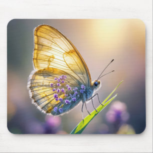 Butterfly With Purple Flowers Mouse Pad