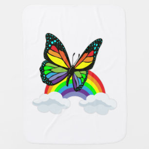 Butterfly with Rainbow Baby Blanket