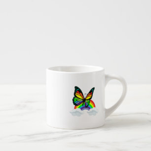 Butterfly with Rainbow Espresso Cup