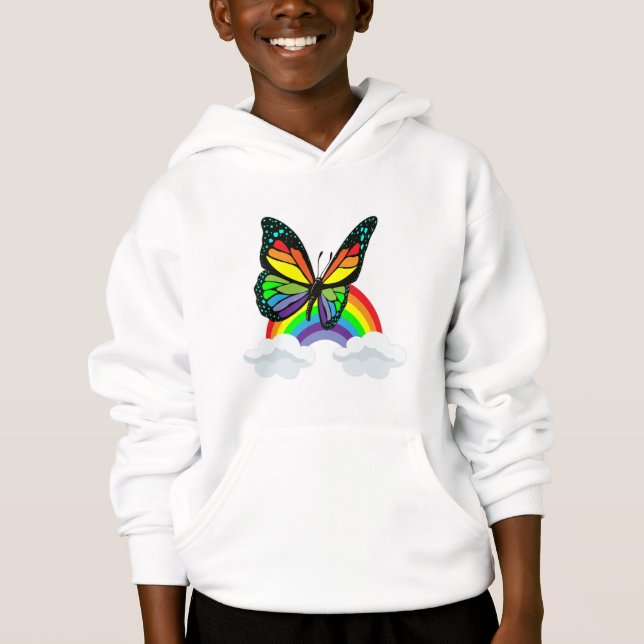 Butterfly with Rainbow Hoodie (Front)