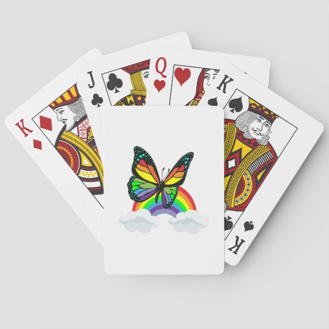Butterfly with Rainbow Poker Cards (Back)