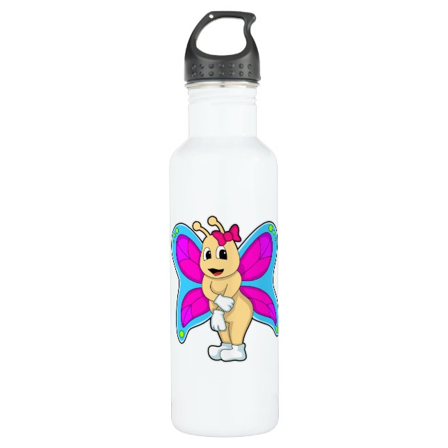 Butterfly with Ribbon Stainless Steel Water Bottle (Front)