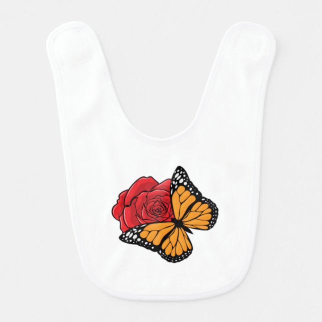 Butterfly with Rose Baby Bib (Front)