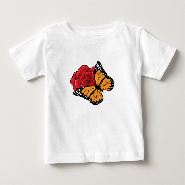 Butterfly with Rose Baby T-Shirt (Front)