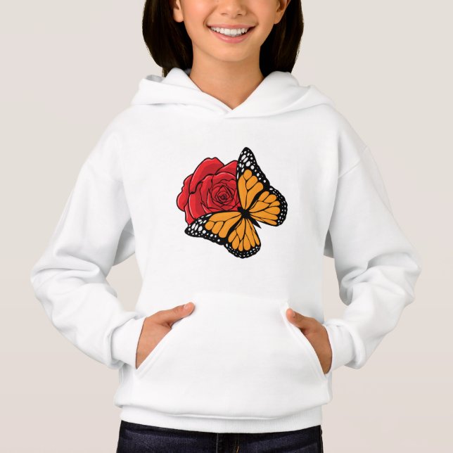 Butterfly with Rose Hoodie (Front)