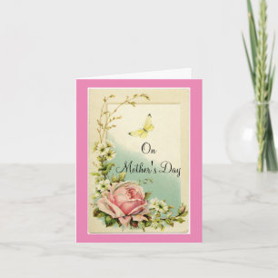 Butterfly With Rose Mother's Day Card