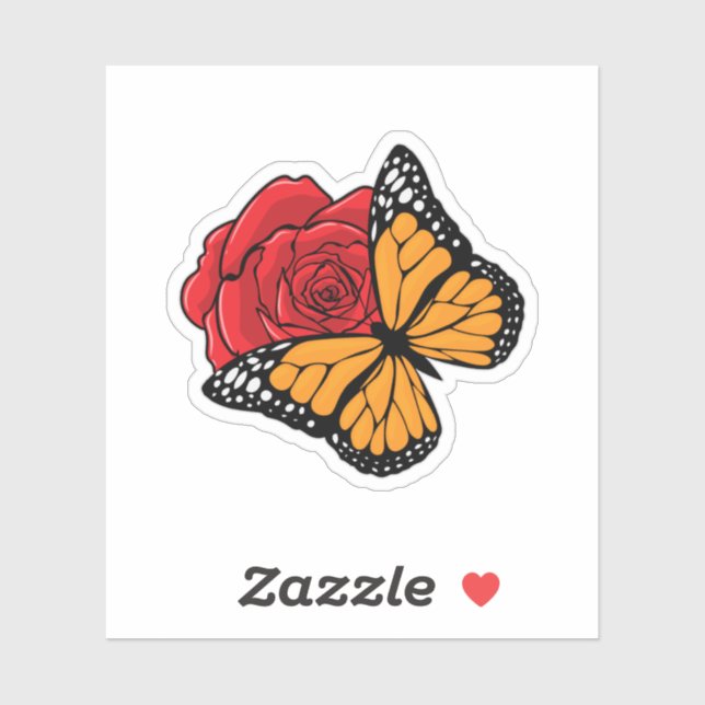 Butterfly with Rose Sticker (Sheet)