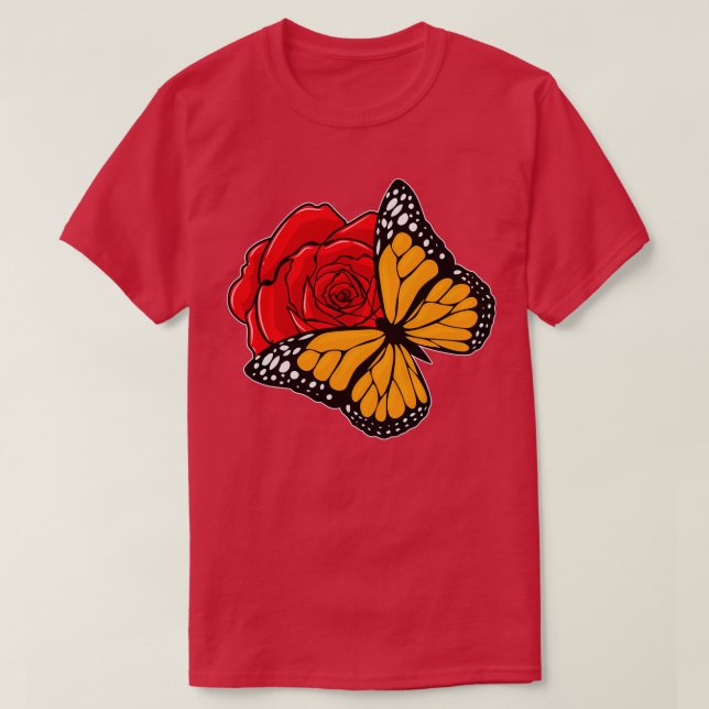 Butterfly with Rose T-Shirt (Design Front)