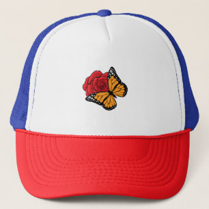 Butterfly with Rose Trucker Hat