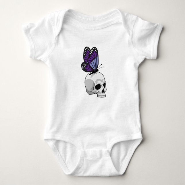 Butterfly with Skull Baby Bodysuit (Front)