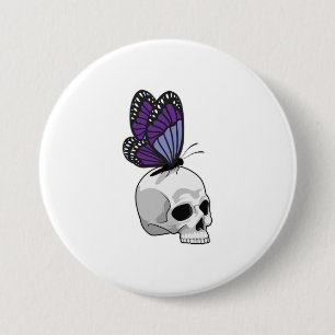 Butterfly with Skull Button