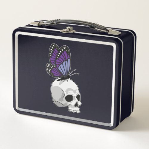 Butterfly with Skull Metal Lunch Box