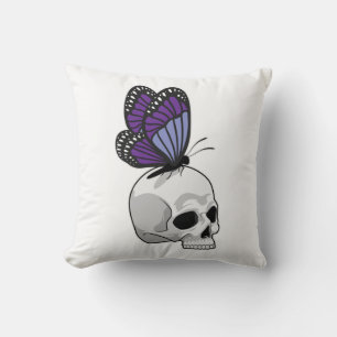 Butterfly with Skull Throw Pillow