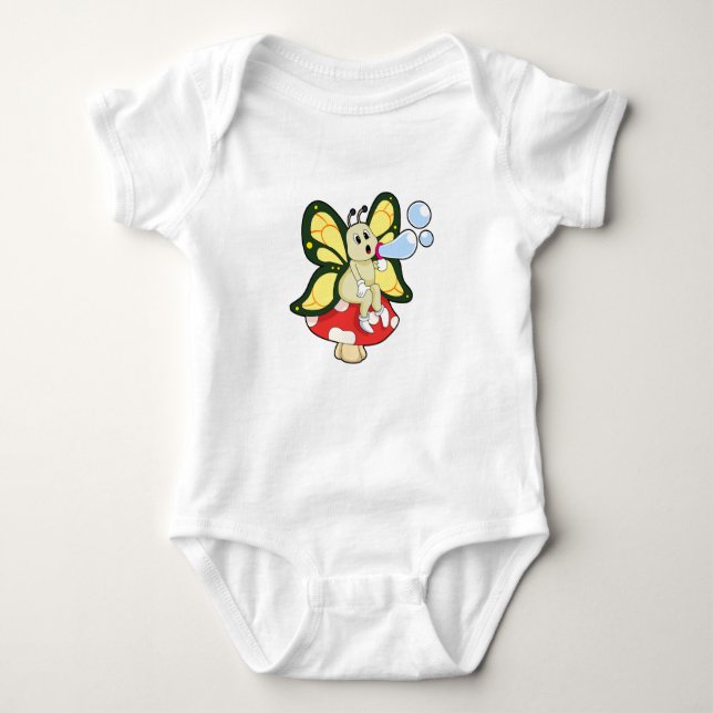 Butterfly with Soap bubbles Baby Bodysuit (Front)