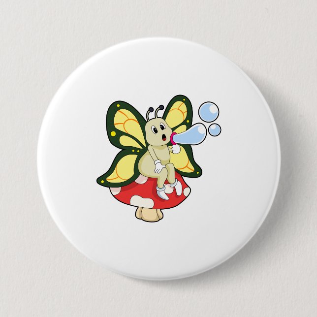 Butterfly with Soap bubbles Button (Front)
