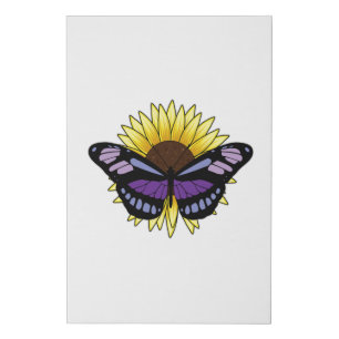 Butterfly with Sunflower Faux Canvas Print