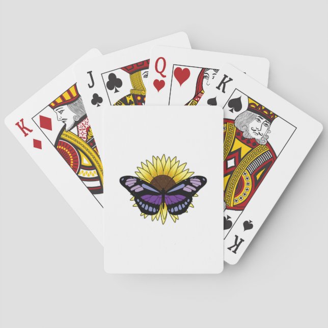 Butterfly with Sunflower Poker Cards (Back)