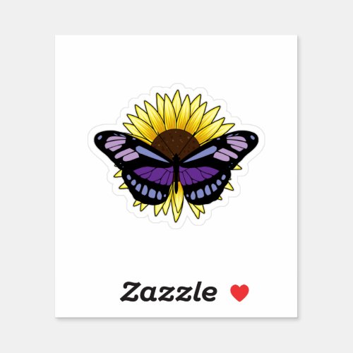 Butterfly with Sunflower Sticker