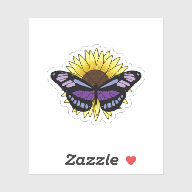 Butterfly with Sunflower Sticker (Sheet)