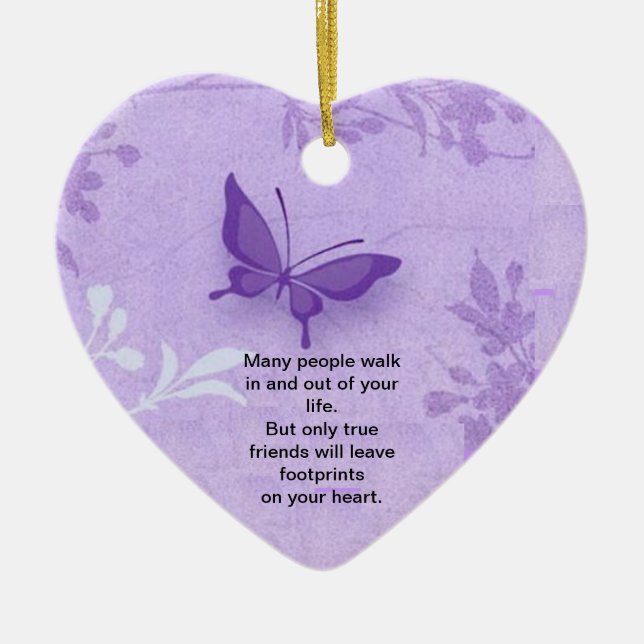 Butterfly with true friends saying ceramic ornament (Front)
