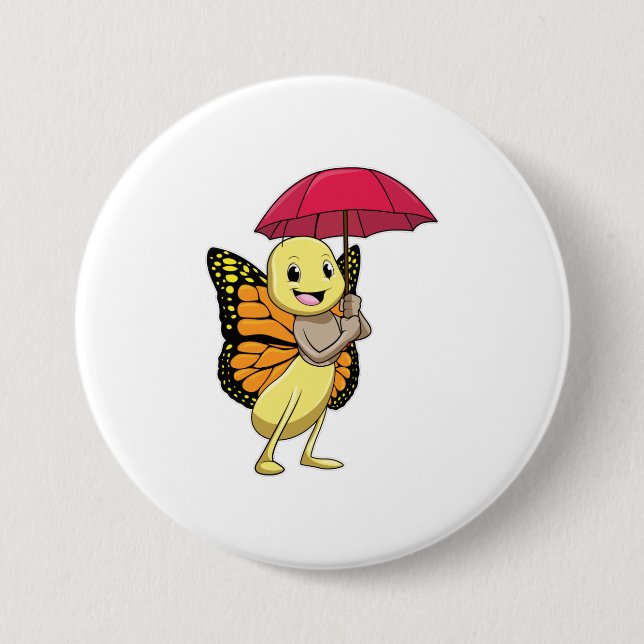 Butterfly with Umbrella Button (Front)