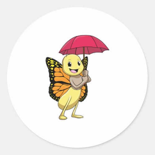 Butterfly with Umbrella Classic Round Sticker