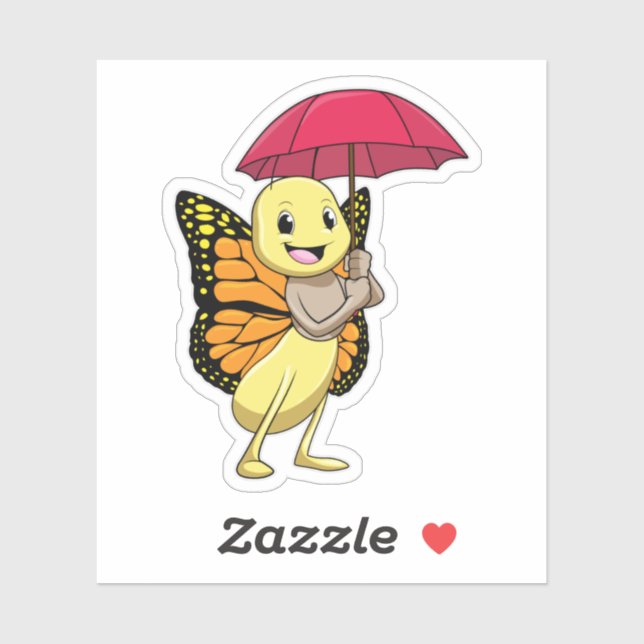 Butterfly with Umbrella Sticker (Sheet)