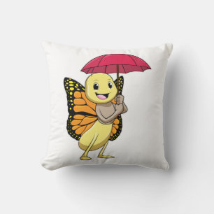 Butterfly with Umbrella Throw Pillow