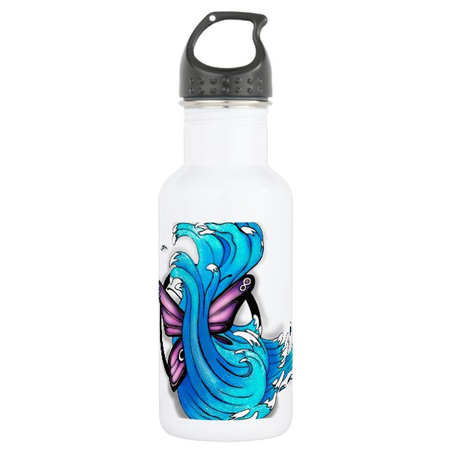 Butterfly with Waves Water Bottle (Front)