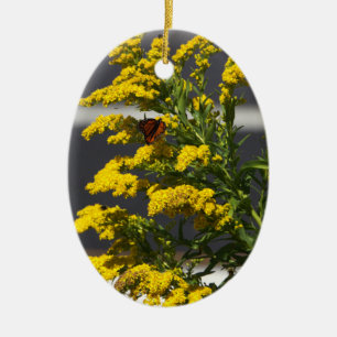 Butterfly with Yellow Wildflowers Ornament