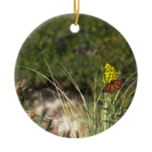 Butterfly with Yellow Wildflowers Ornament