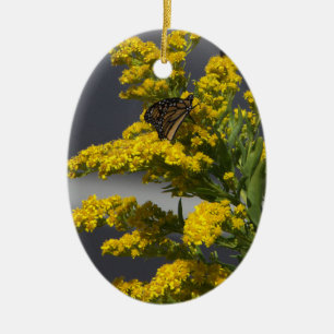 Butterfly with Yellow Wildflowers Ornament