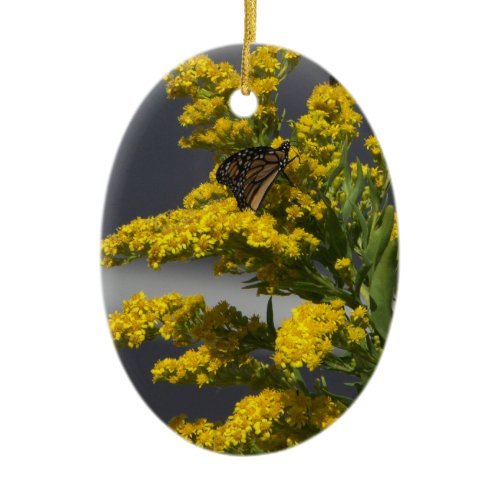 Butterfly with Yellow Wildflowers Ornament
