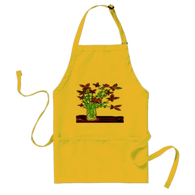 Butterfly Woman Flowers Three Appron Adult Apron (Front)