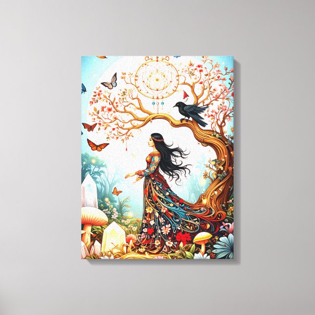 Butterfly Woman's Morning Canvas Print (Front)